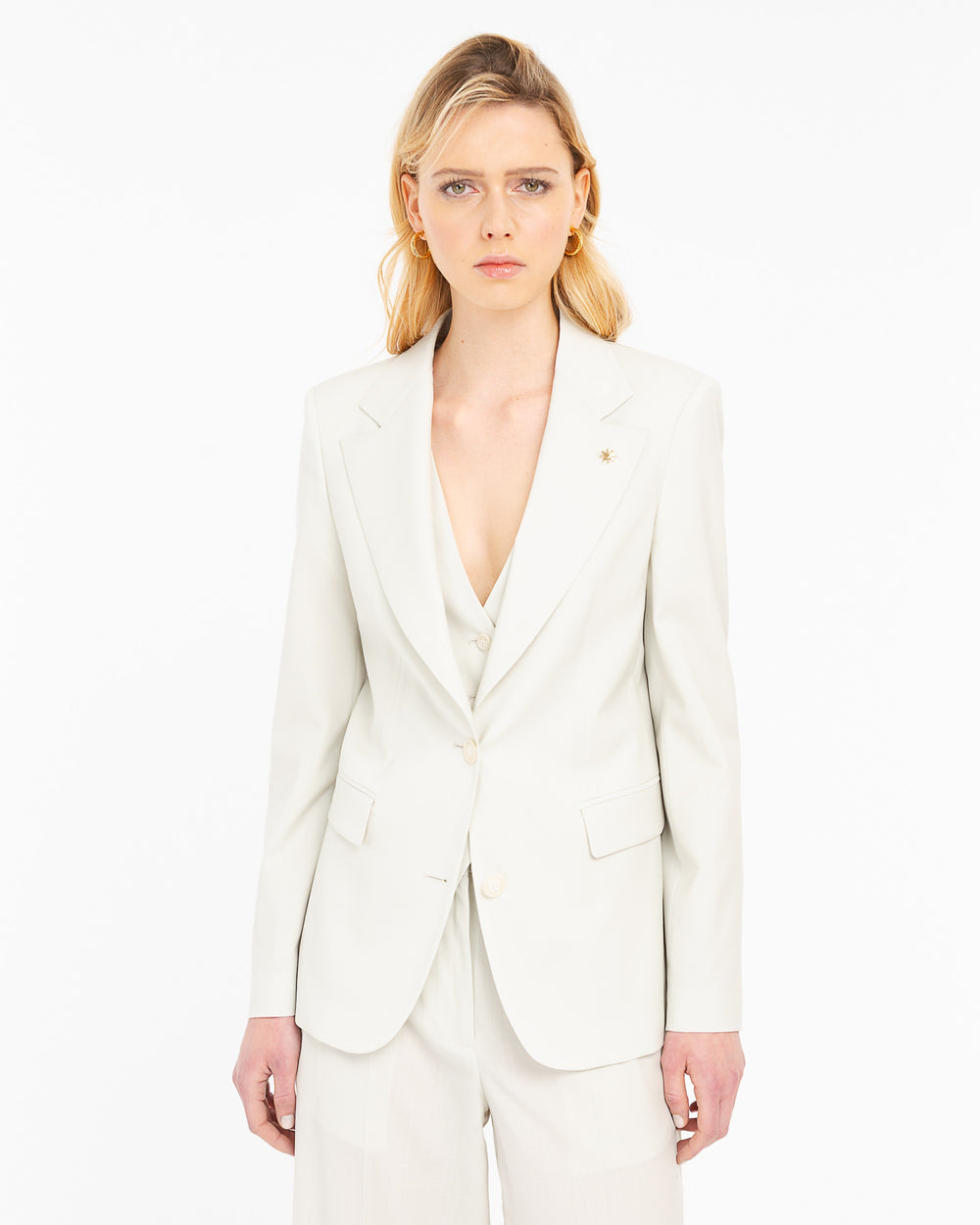 beige cool stretch wool blazer