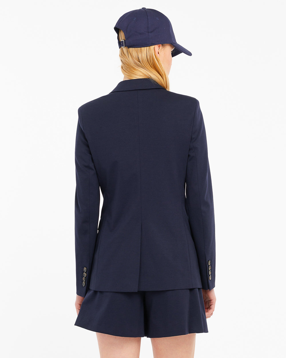 blue jersey stitch milan double breasted blazer