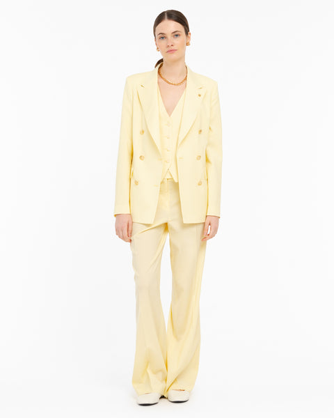 yellow double breasted cool stretch wool blazer
