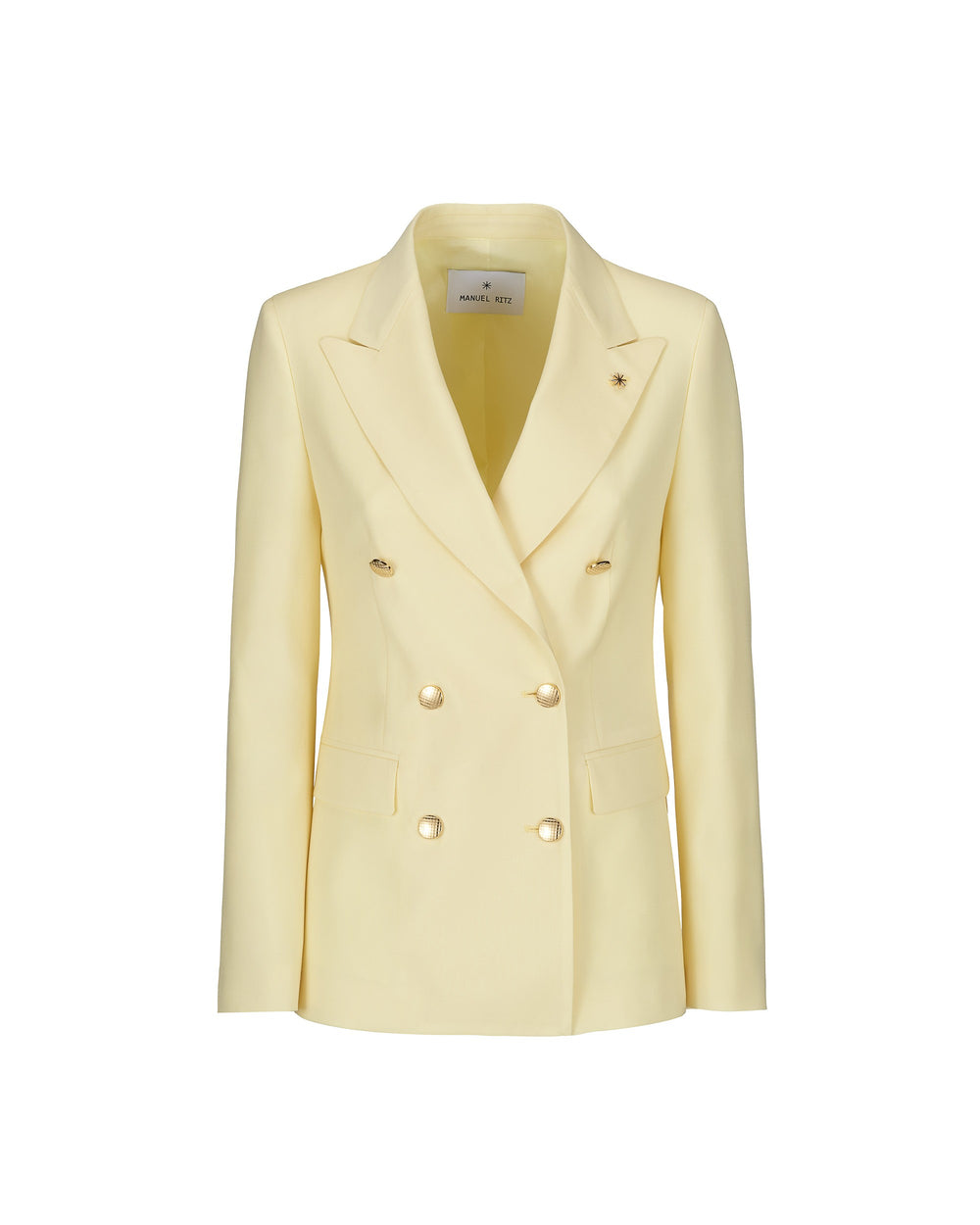 yellow double breasted cool stretch wool blazer