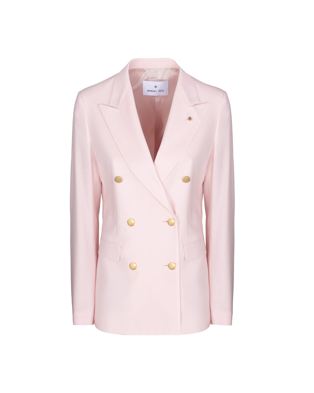 pink double breasted cool stretch wool blazer