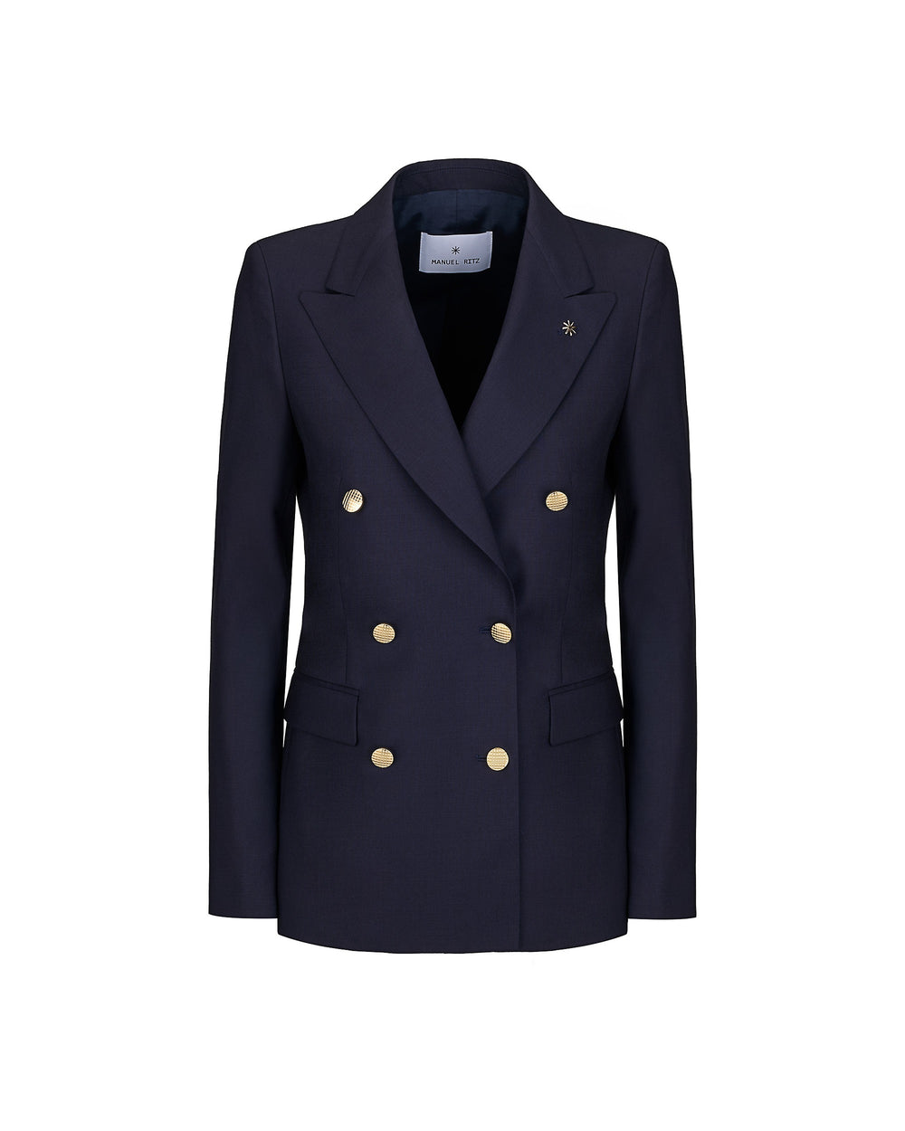 blue double breasted cool stretch wool blazer