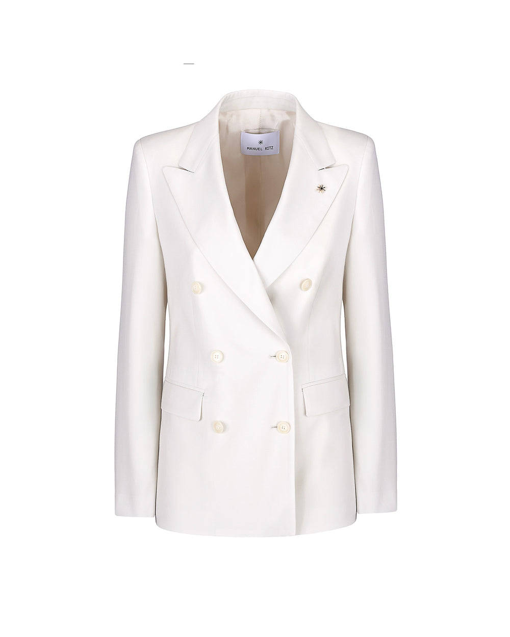 beige double breasted cool stretch wool blazer