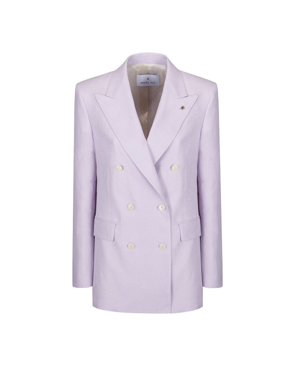 violet double breasted pure linen blazer