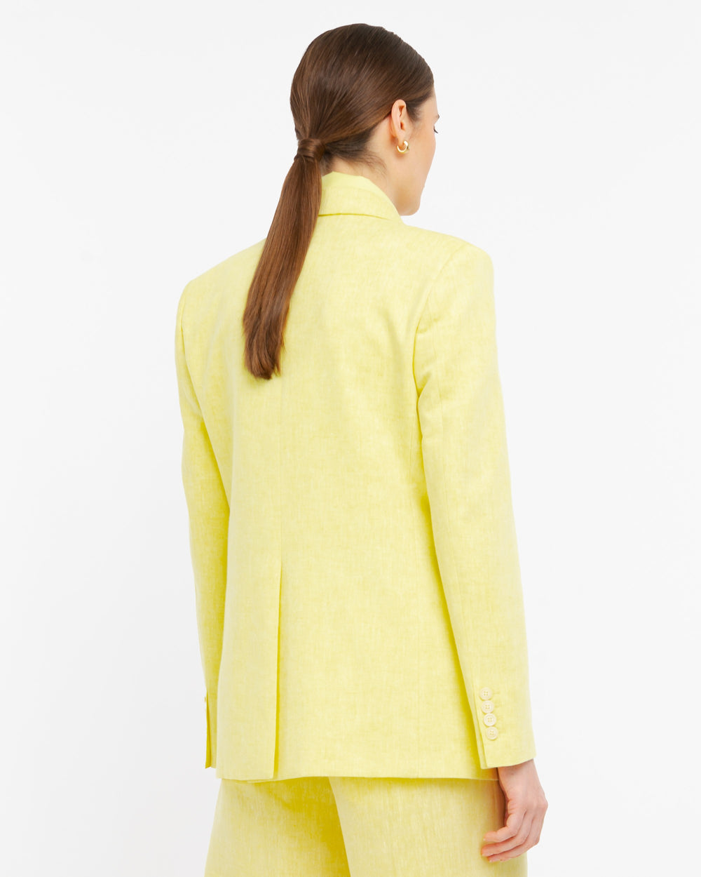 yellow double breasted linen viscose blazer