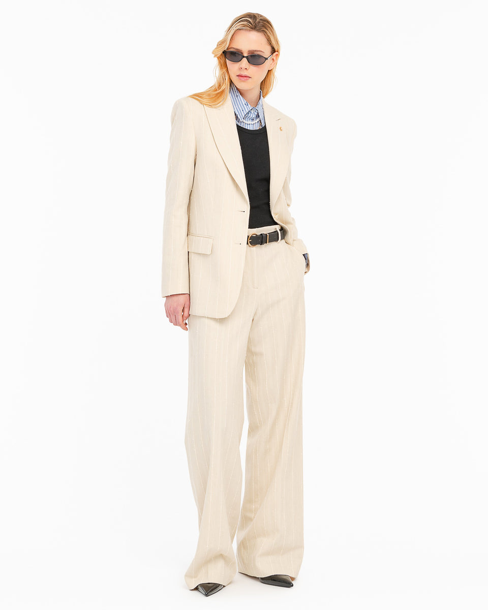 beige cotton blend striped blazer - Manuel Ritz Official