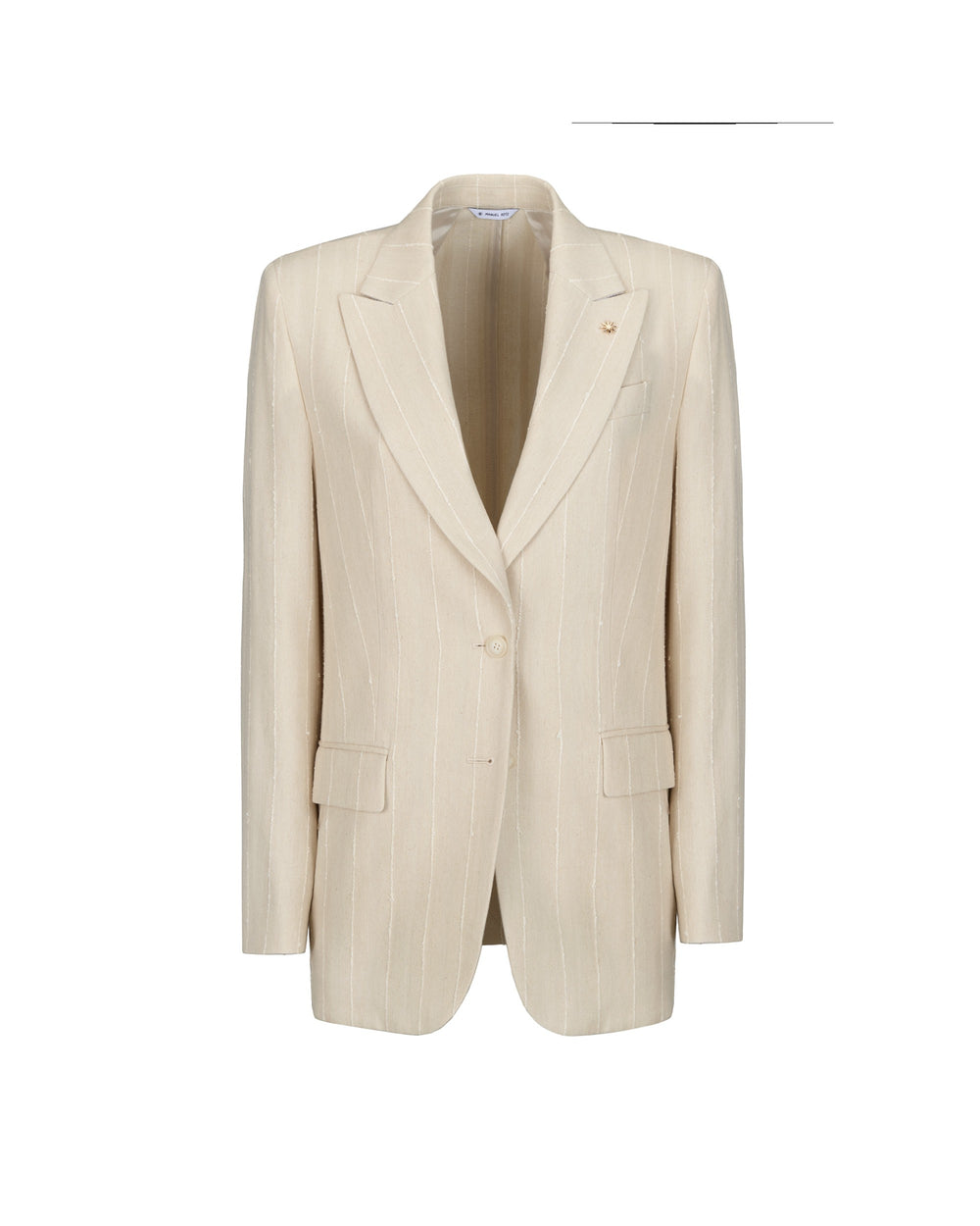 beige cotton blend striped blazer