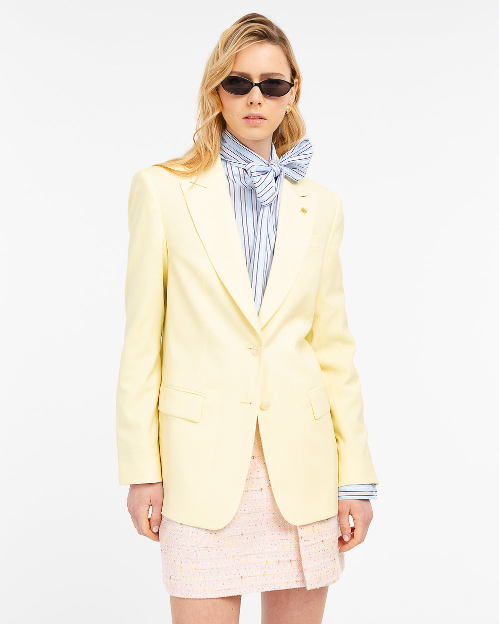 yellow cool stretch wool blazer