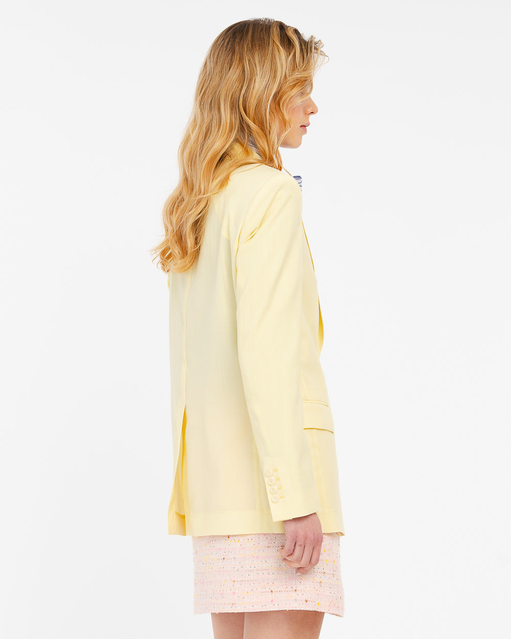 yellow cool stretch wool blazer