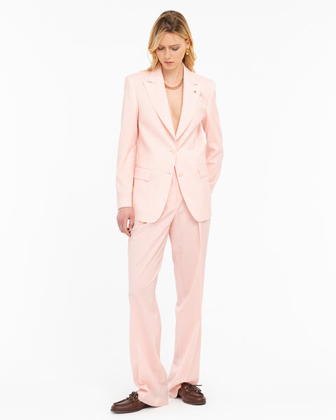 pink cool stretch wool blazer