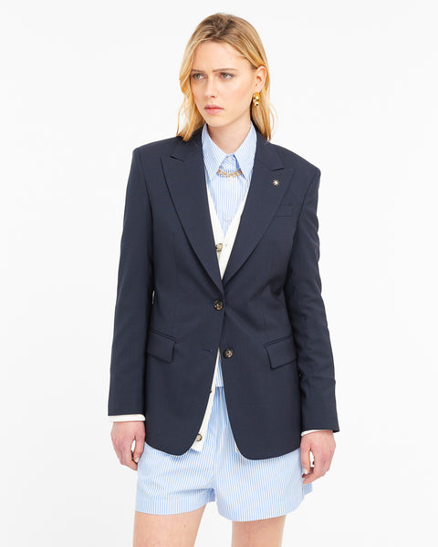 blue cool stretch wool blazer
