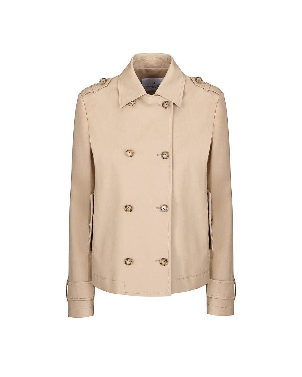 beige technical cotton crop trench coat