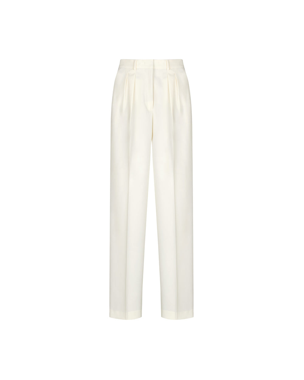 white stretch double pleat trousers