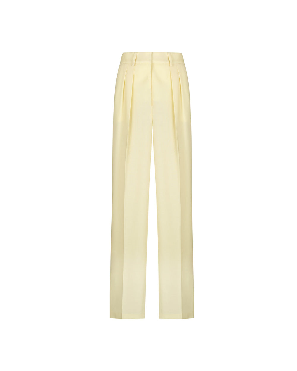 yellow double pleated trousers in cool stretch wool