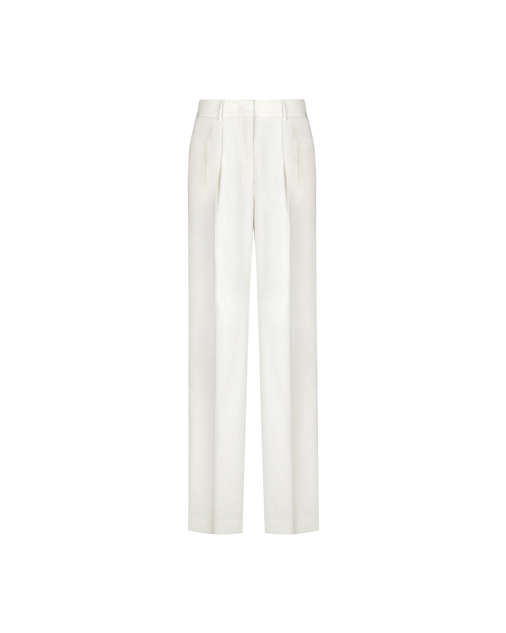 beige double pleated trousers in cool stretch wool