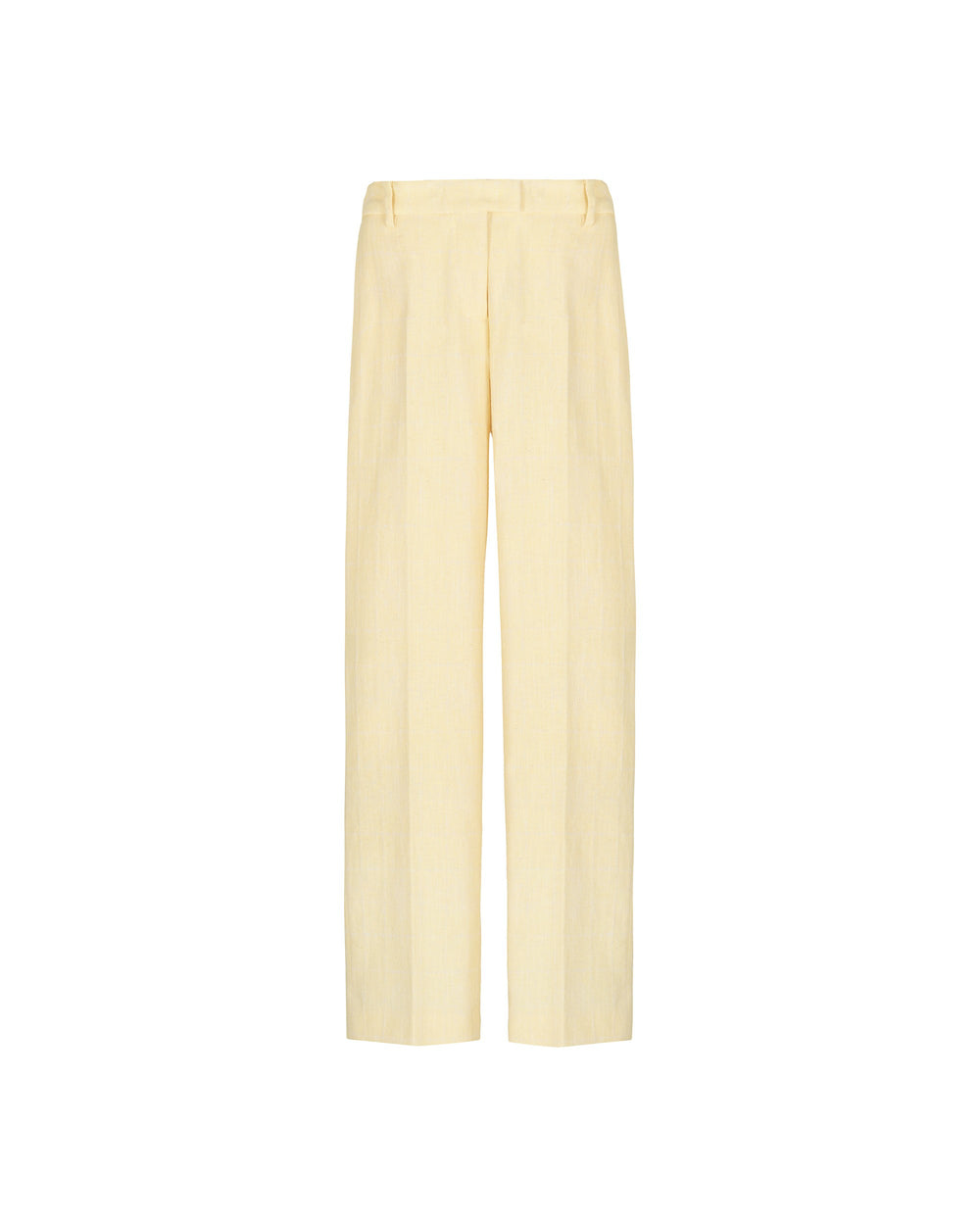 yellow wide leg trousers check in diagonal cotton