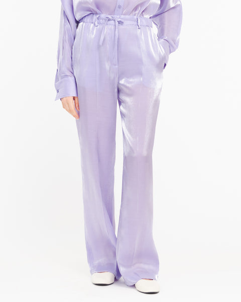 violet fluid lurex trousers