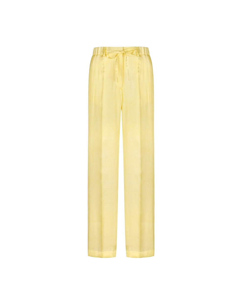 yellow viscose tie dye flared trousers