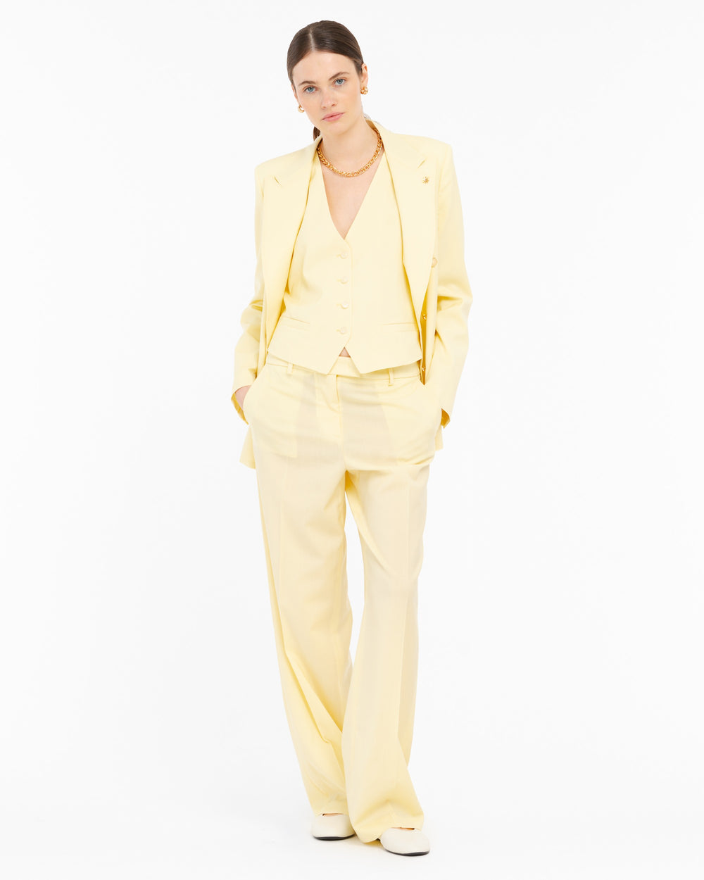 yellow cool stretch wool waistcoat