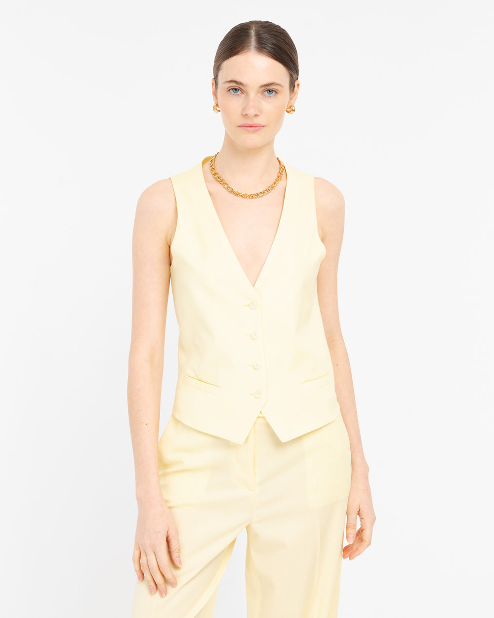 yellow cool stretch wool waistcoat