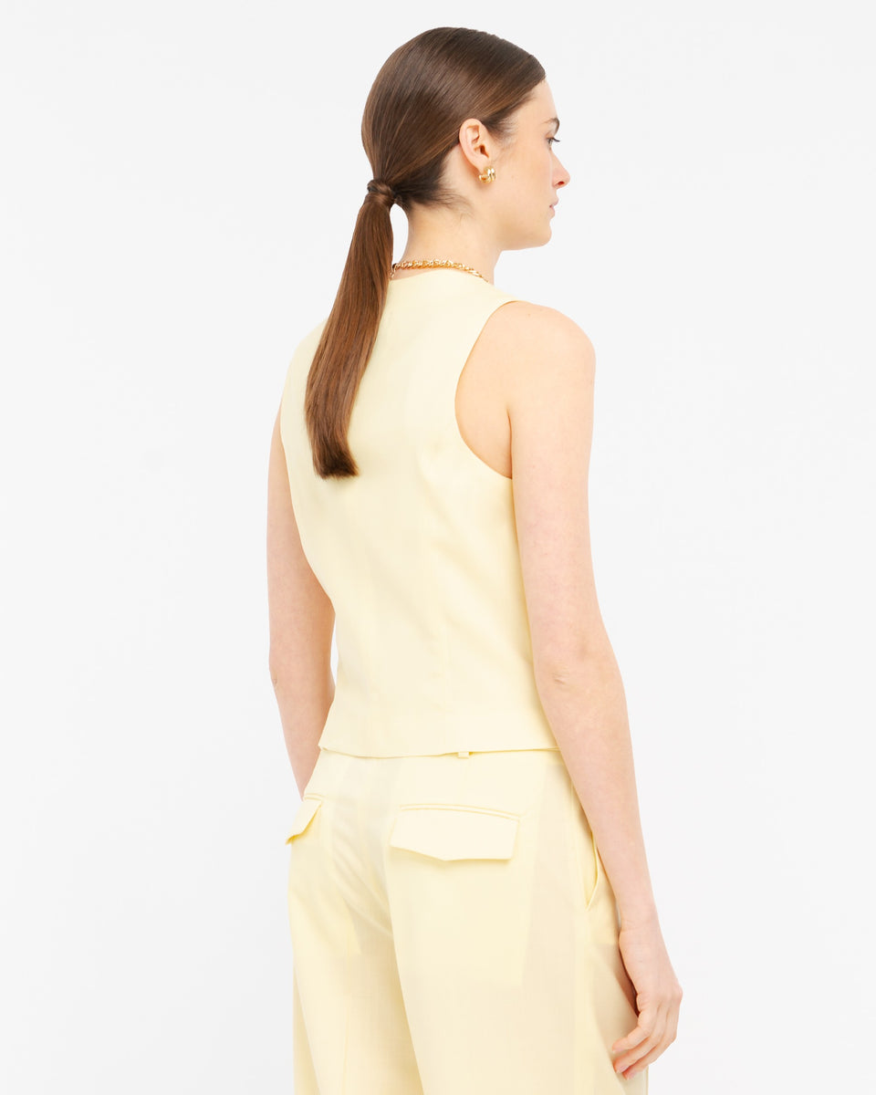 yellow cool stretch wool waistcoat - Manuel Ritz Official