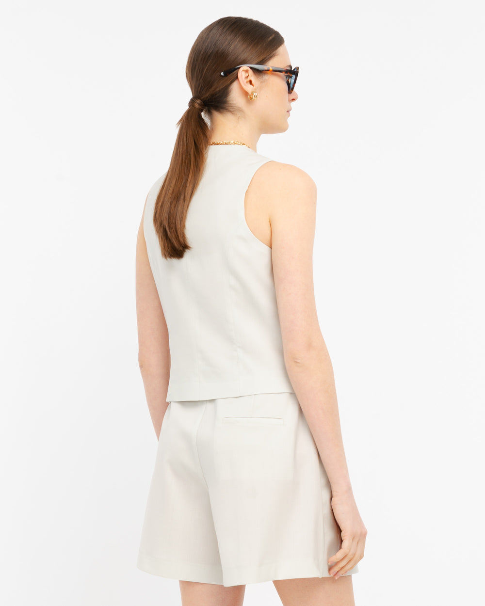 beige cool stretch wool waistcoat