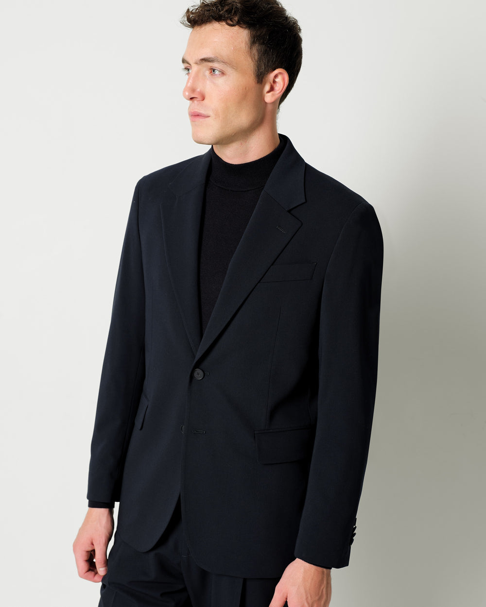 relaxed fit stretch wool blend twill suit