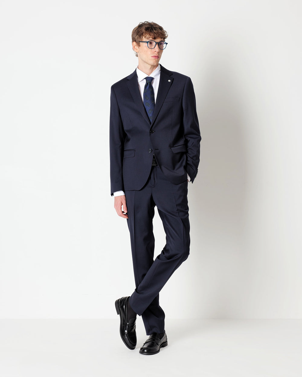 blue slim fit suit in stretch wool