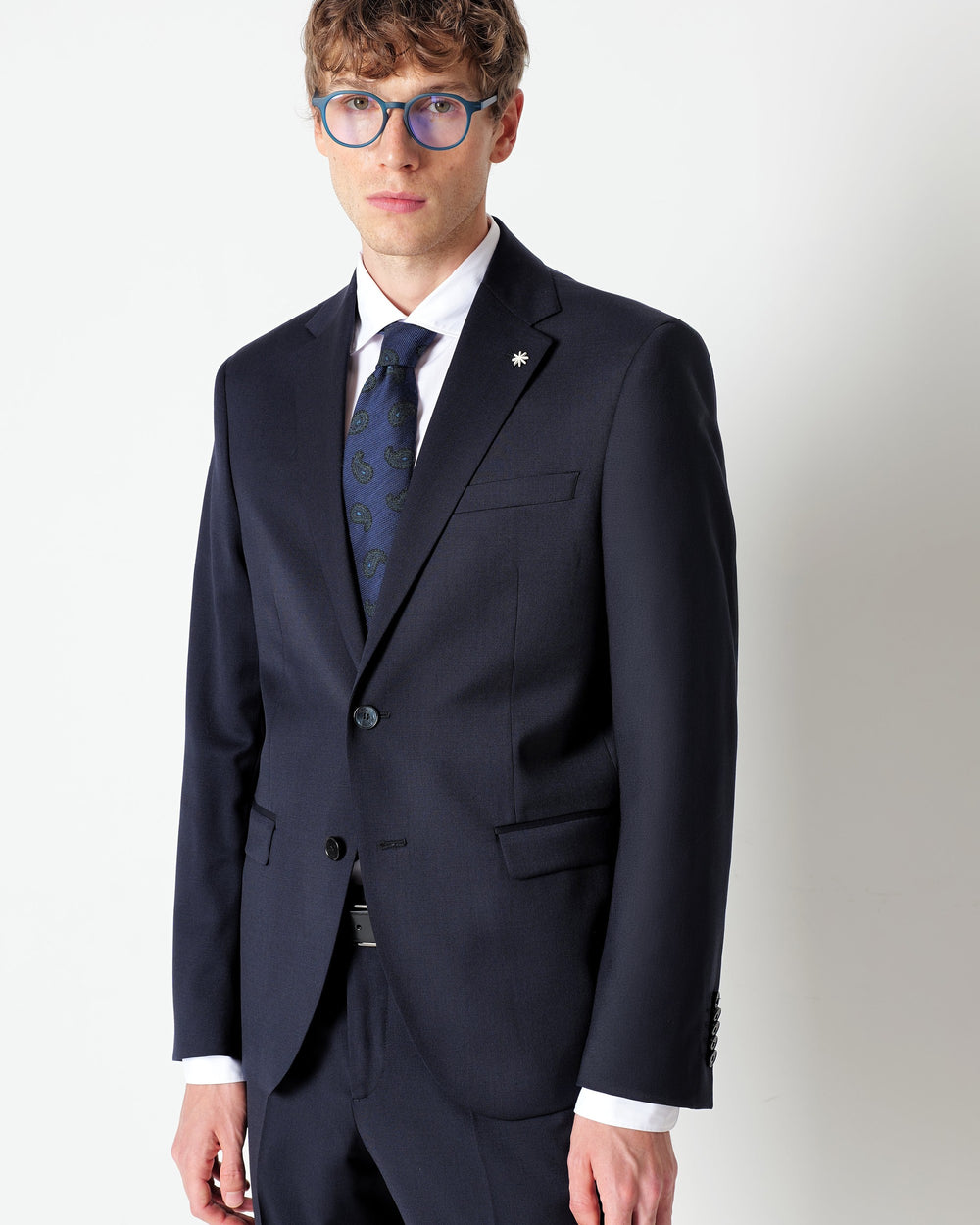 blue slim fit suit in stretch wool