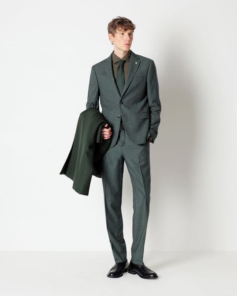 green slim fit twill stretch viscose blend suit