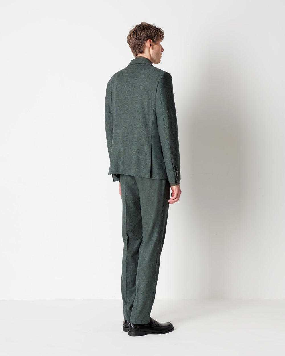 green slim fit twill stretch viscose blend suit