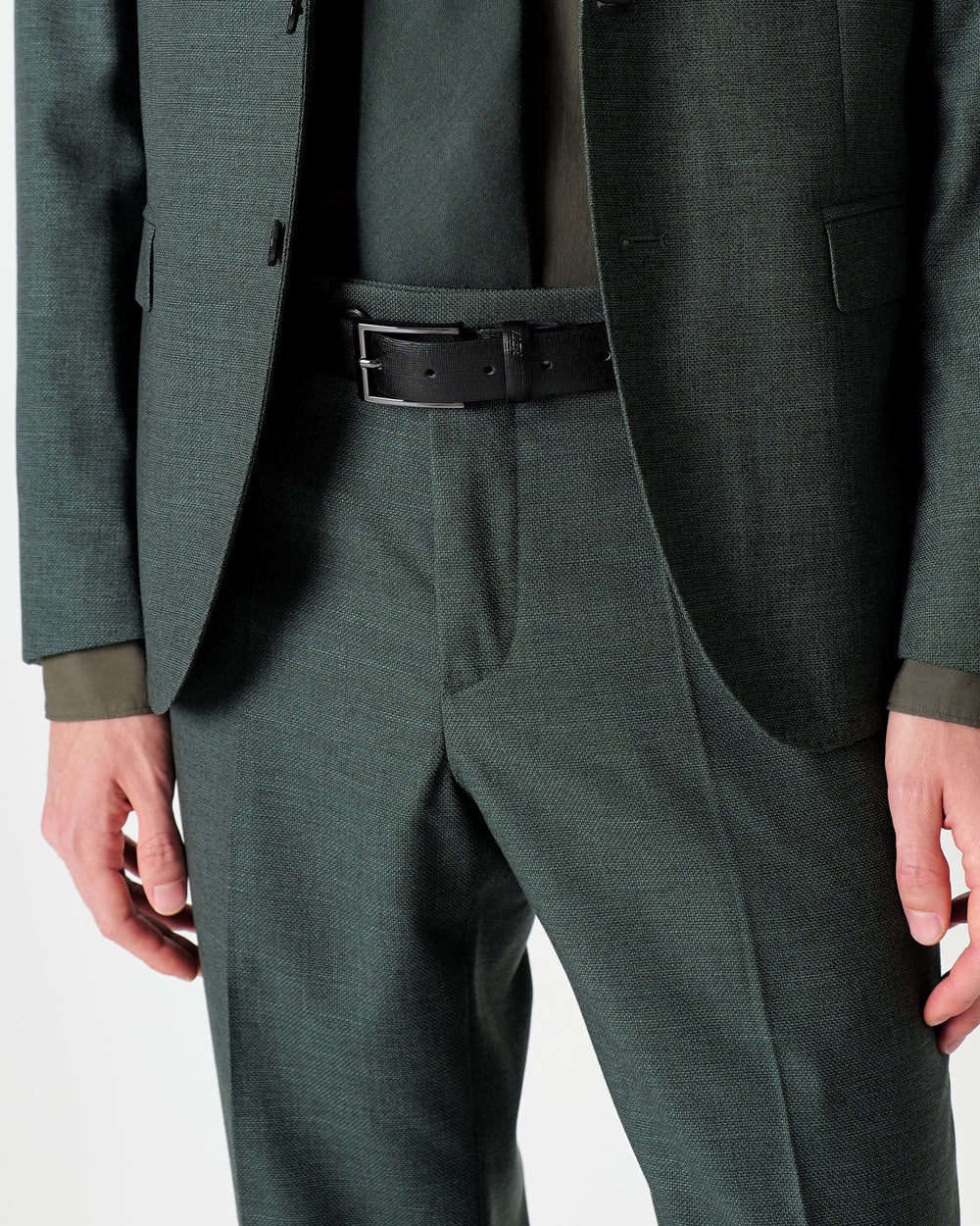green slim fit twill stretch viscose blend suit