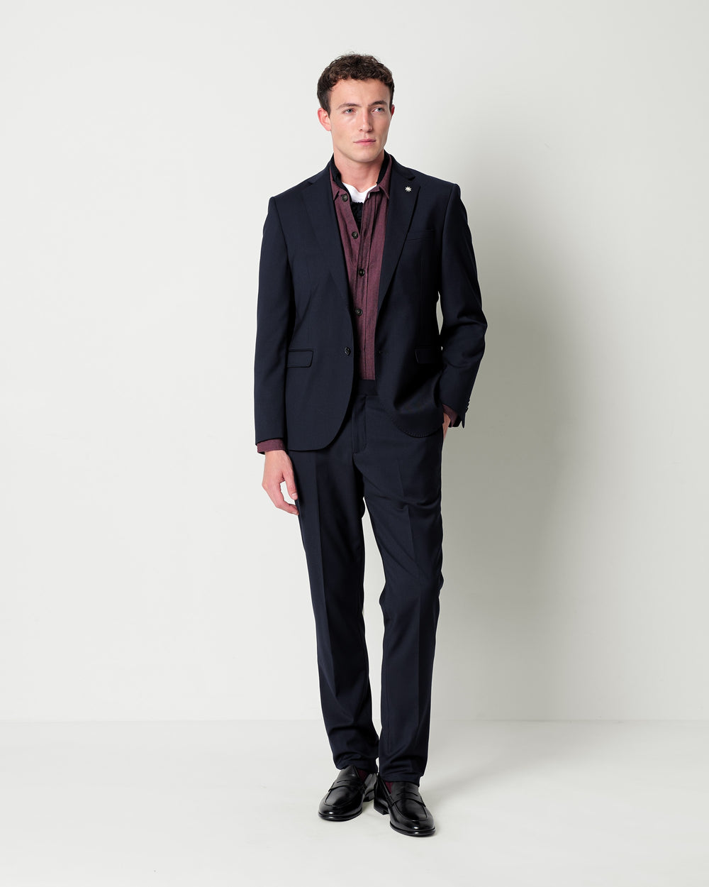 slim fit suit in stretch viscose blend twill