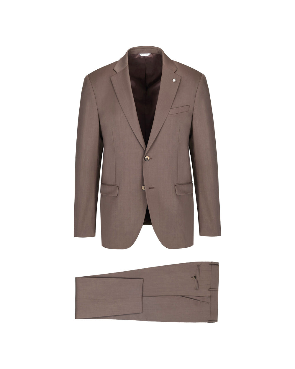 brown slim fit suit in stretch wool