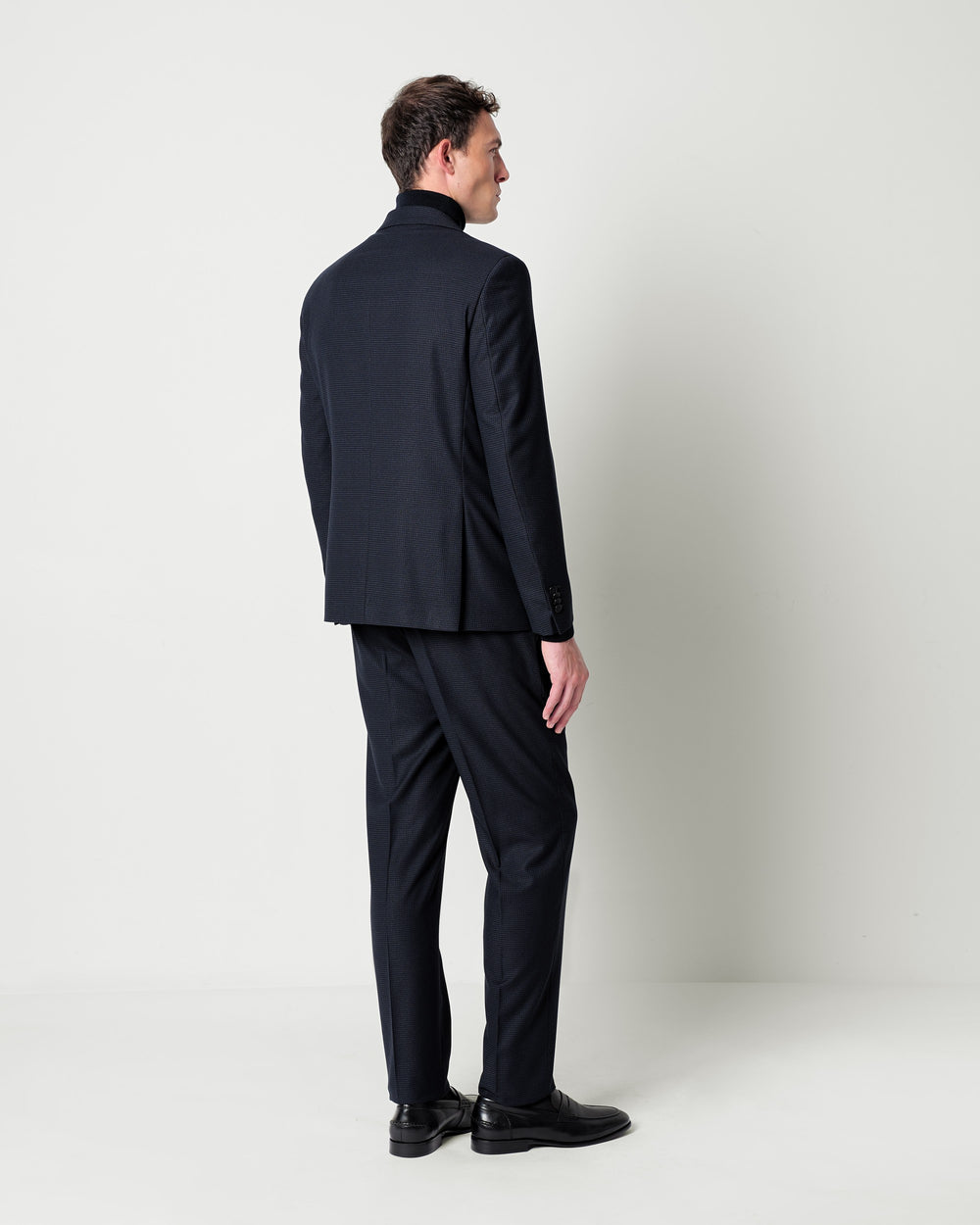 slim fit micro pattern stretch viscose blend suit
