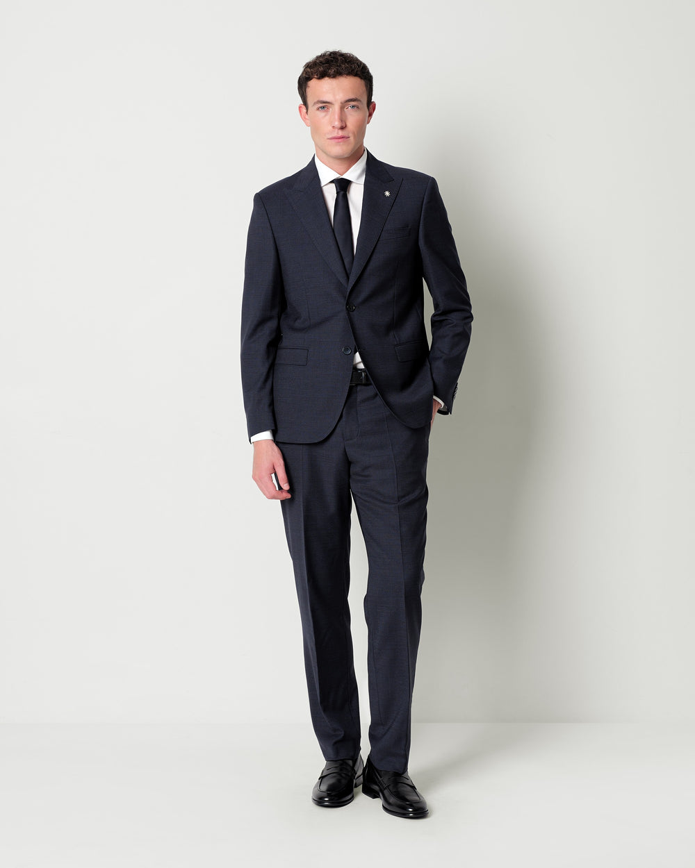 slim fit micro pattern pure wool suit