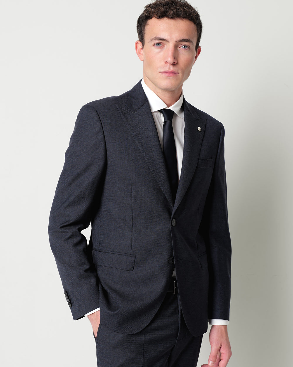 slim fit micro pattern pure wool suit