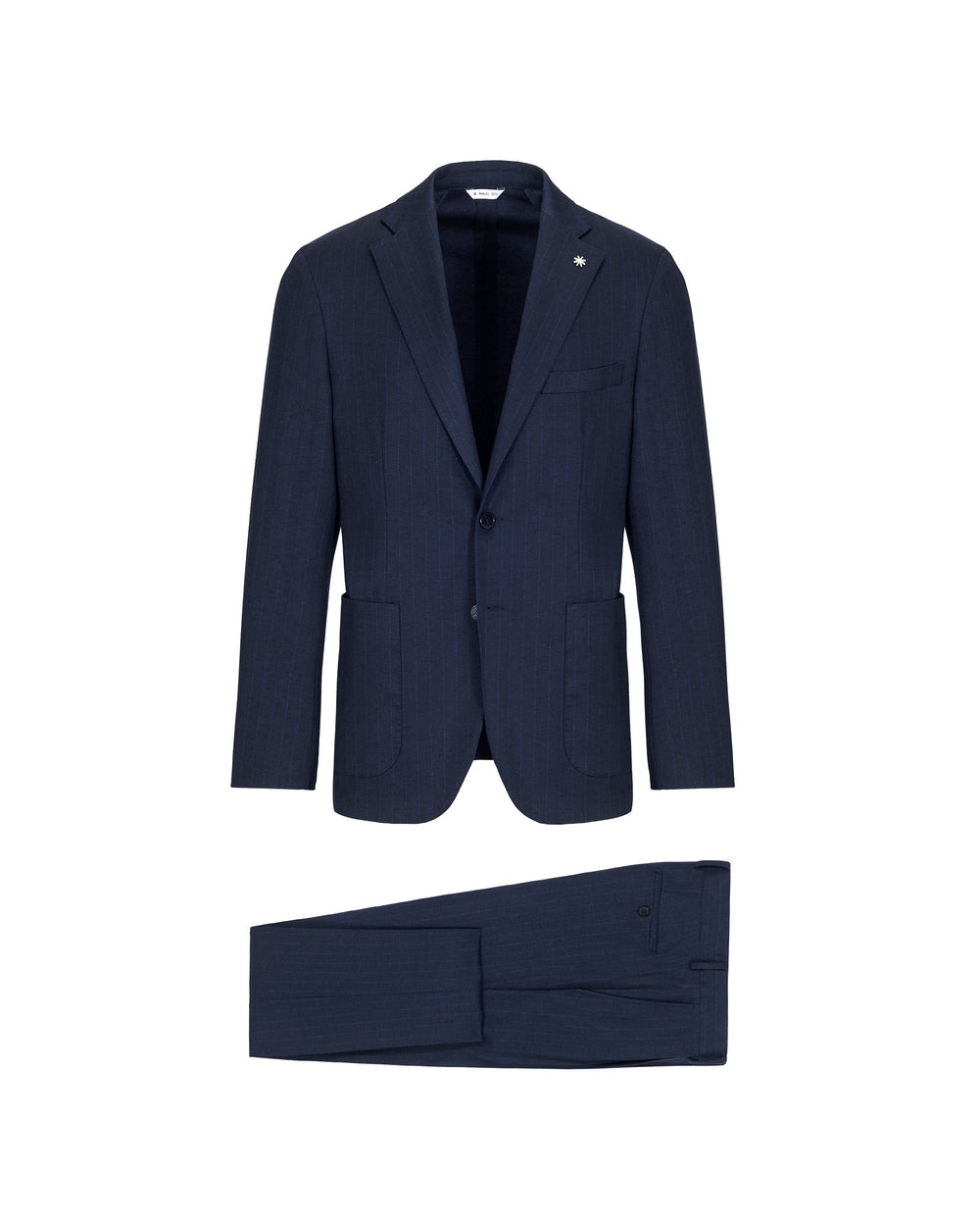 blue jersey stripes stretch viscose blend suit