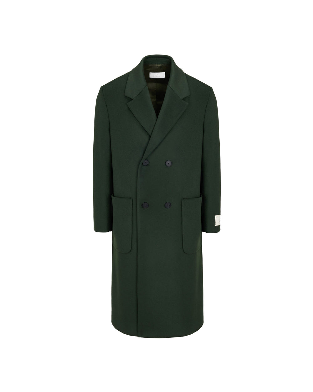 green relaxed fit double breasted coat in a wool blend fabric