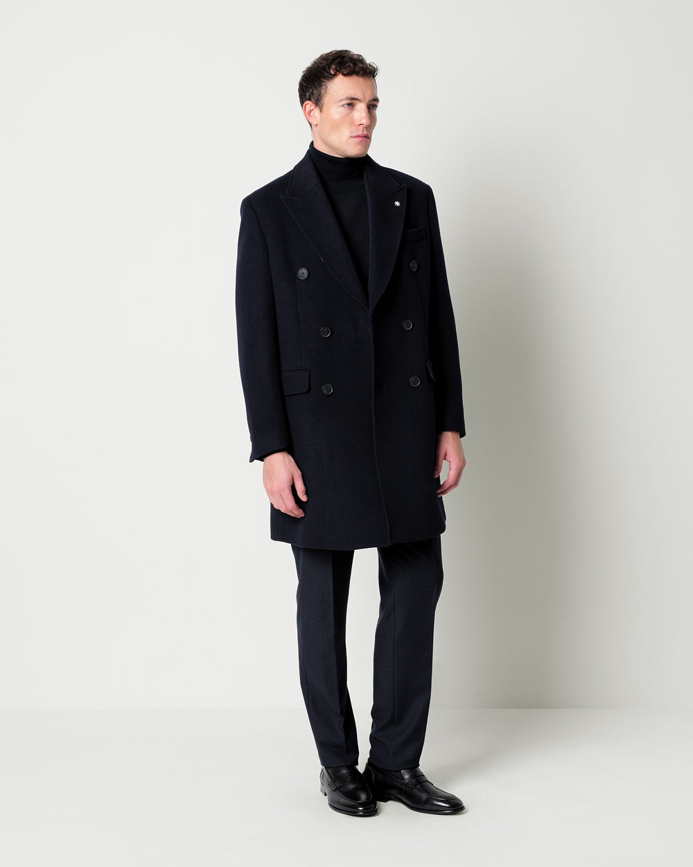 double breasted wool blend coat
