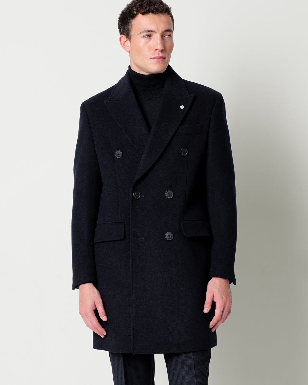 double breasted wool blend coat