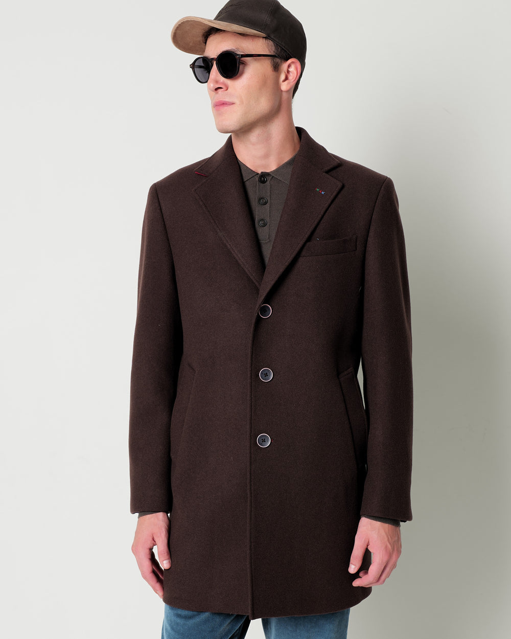 slim fit wool blend coat