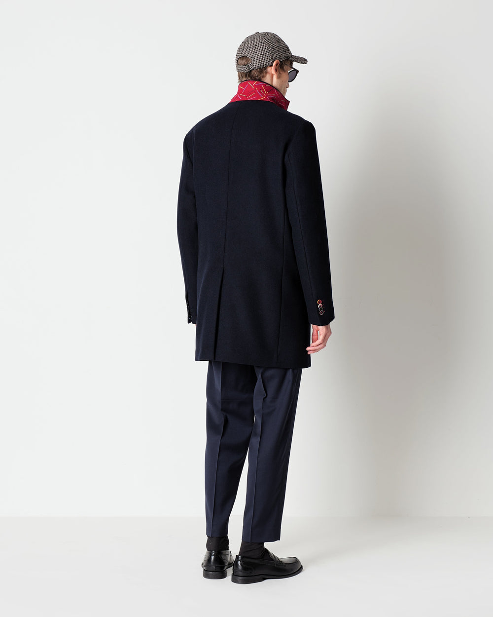 blue slim fit wool blend coat