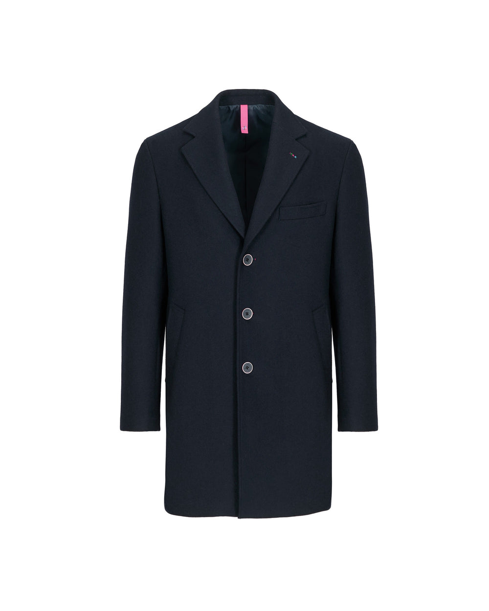 blue slim fit wool blend coat