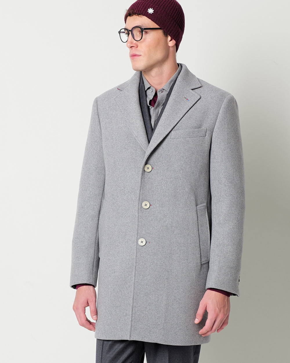 slim fit wool blend coat