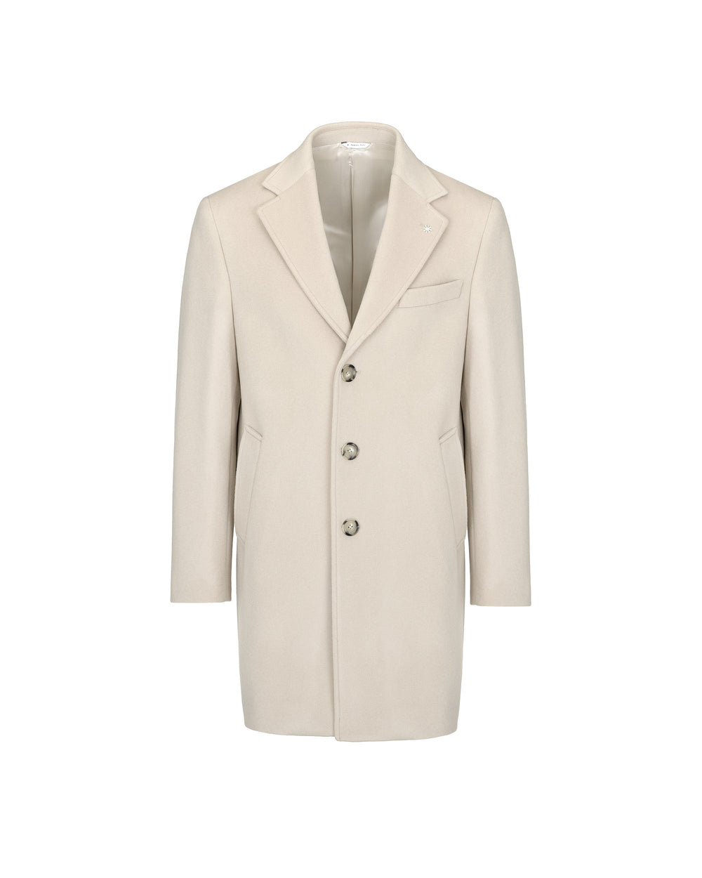 beige slim fit wool blend coat