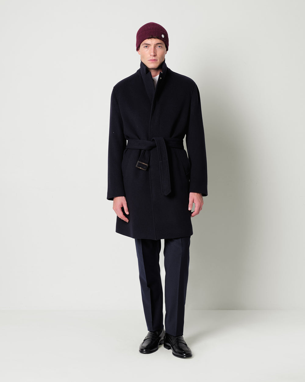 wool blend coat with a belt