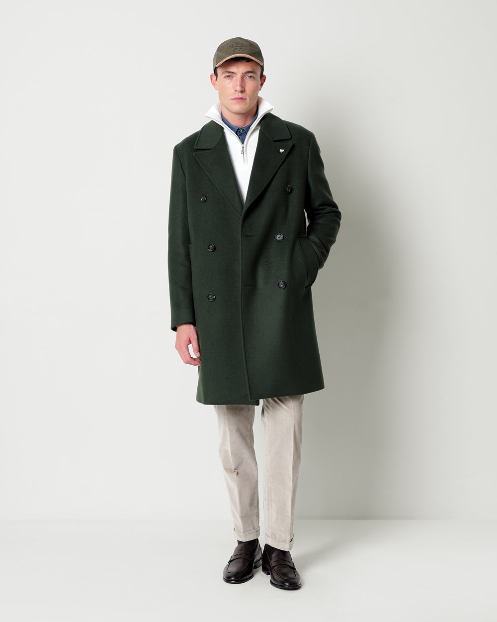 double breasted wool blend coat