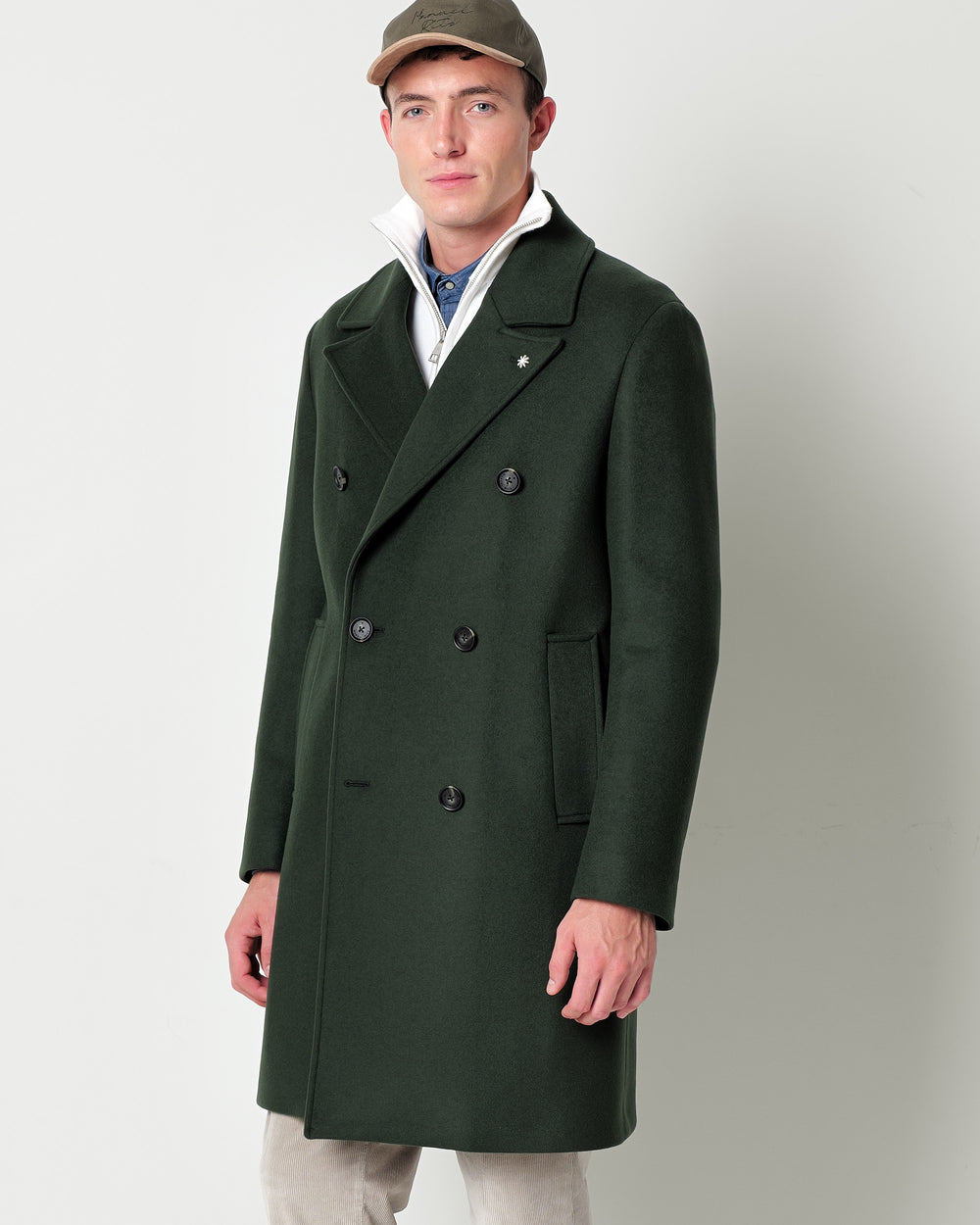 double breasted wool blend coat