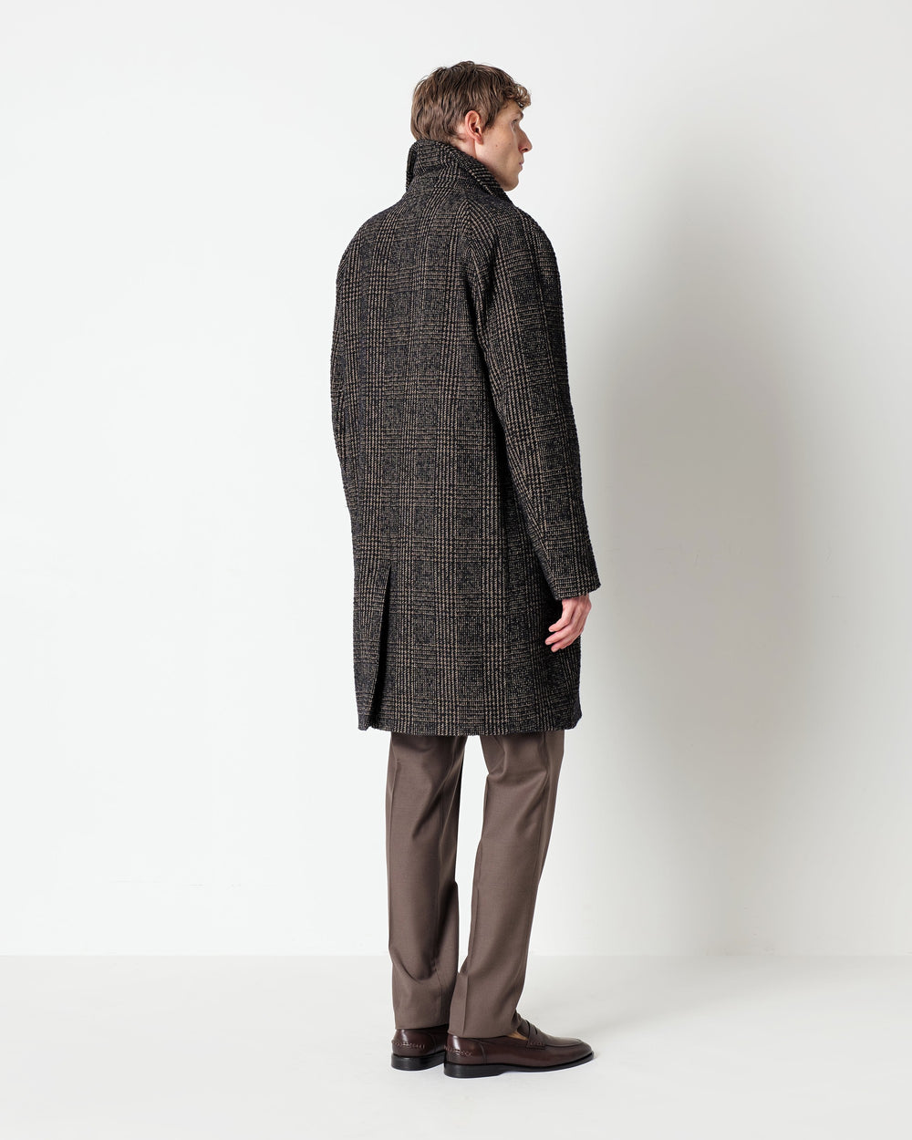 blue welsh coat in boucle` wool blend